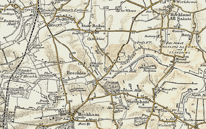 Old map of Lower Stow Bedon in 1901-1902