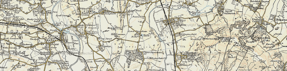 Old map of Lower Strensham in 1899-1901