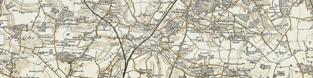 Old map of Lower Tasburgh in 1901-1902