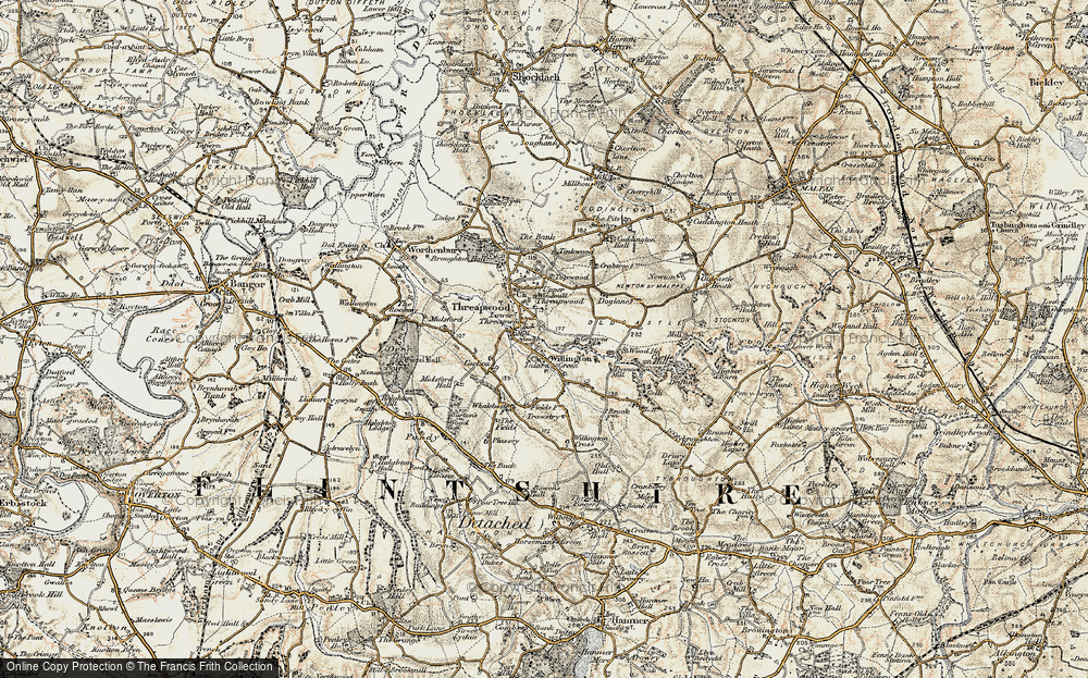 Old Map of Lower Threapwood, 1902 in 1902