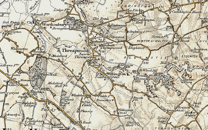 Old map of Lower Threapwood in 1902