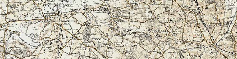 Old map of Lower Threapwood in 1902