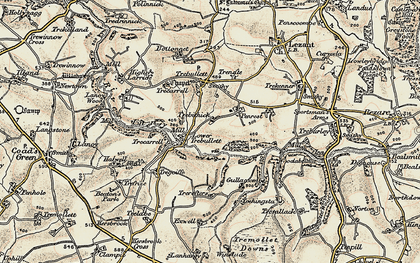Old map of Lower Trebullett in 1899-1900