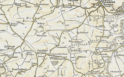 Old map of Lower Twitchen in 1900