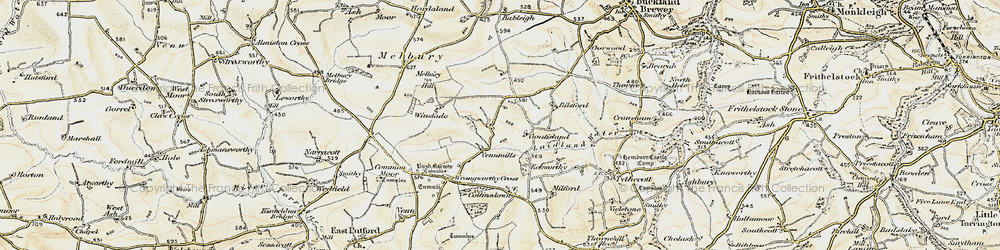 Old map of Lower Twitchen in 1900
