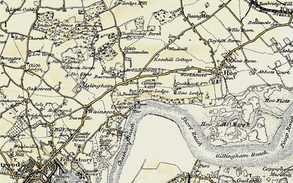 Old map of Lower Upnor in 1897-1898