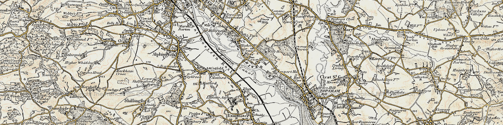 Old map of Lower Wear in 1899