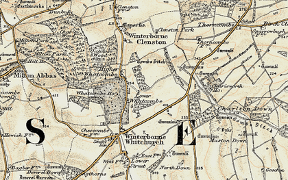 Old map of Whatcombe Down in 1897-1909
