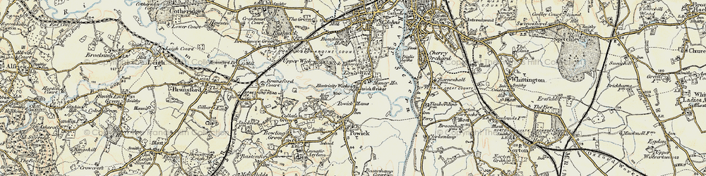 Old map of Powick Hams in 1899-1901