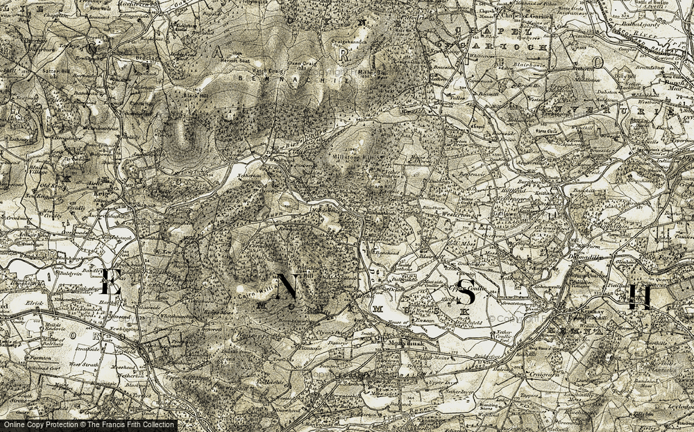 Old Map of Historic Map covering Woodhead in 1908-1910