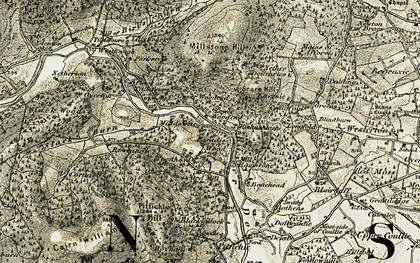 Old map of Tilliehashlach in 1908-1910