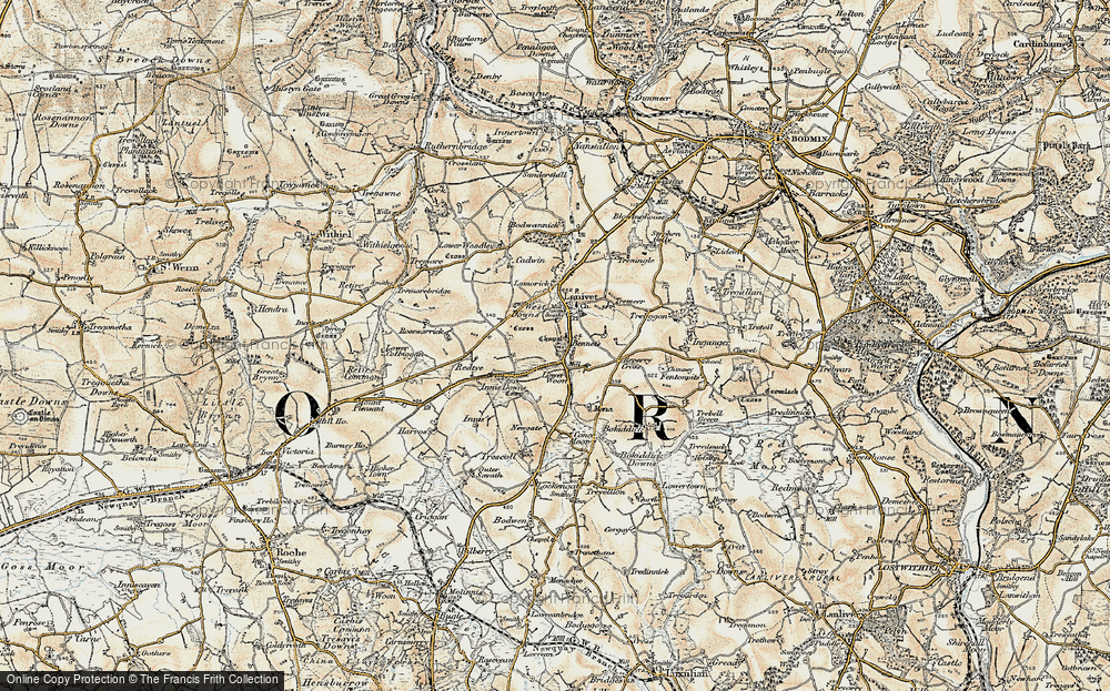 Old Map of Lower Woon, 1900 in 1900