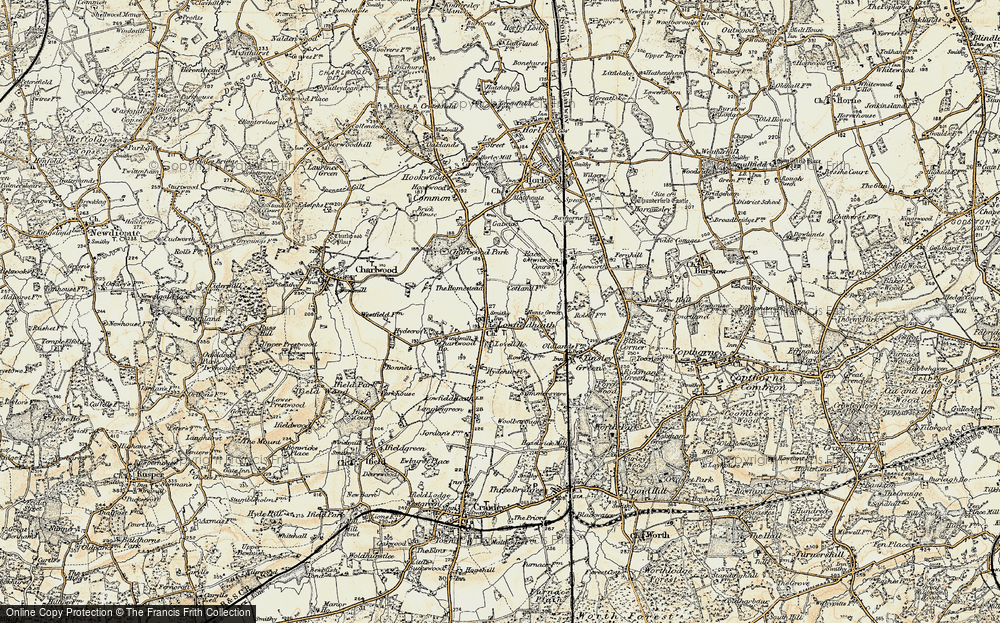 Old Map of Historic Map covering London Gatwick Airport in 1898-1909