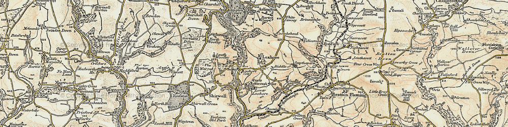 Old map of Loxhore Cott in 1900