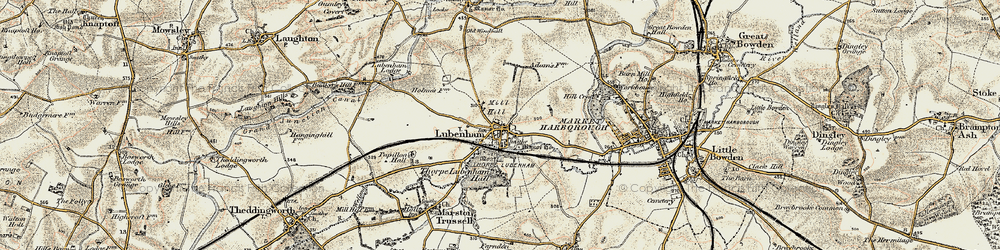 Old map of Thorpe Lubenham in 1901-1902