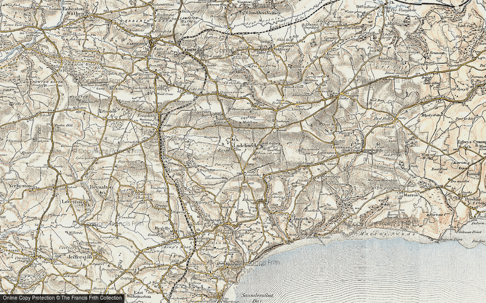Old Map of Historic Map covering Black Moor in 1901