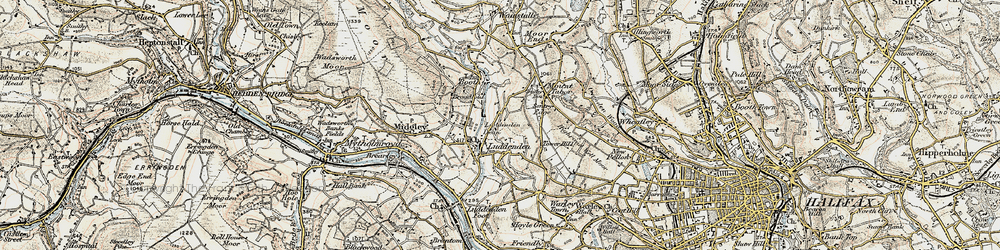 Old map of Luddenden in 1903