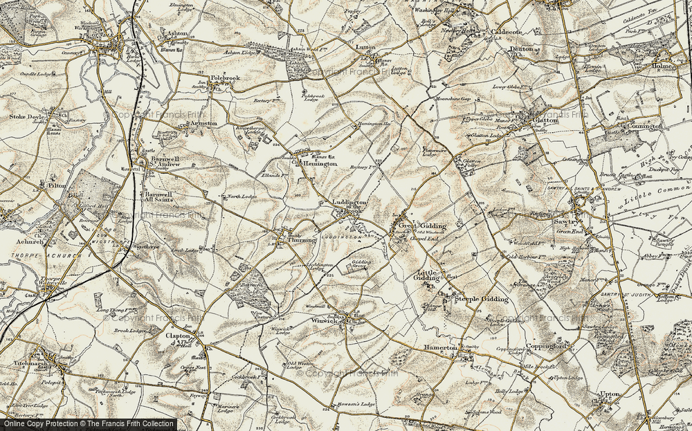 Old Map of Luddington in the Brook, 1901 in 1901