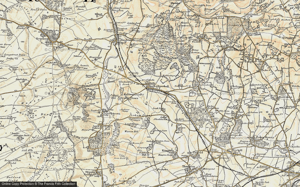 Old Map of Historic Map covering Blackmore Down in 1897-1899