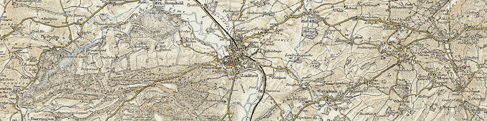 Old map of Ludlow in 1901-1902