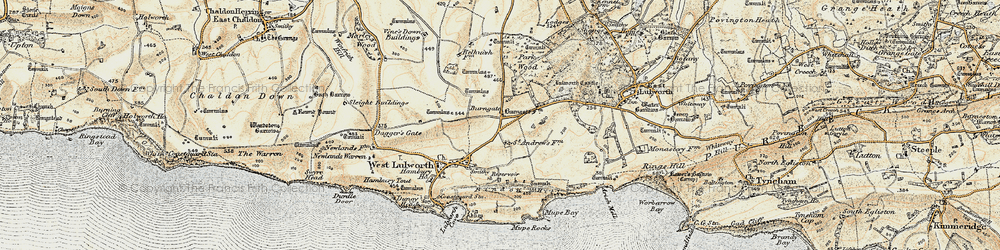 Old map of Bindon Hill in 1899-1909