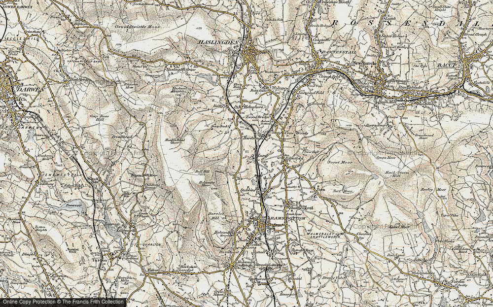 Old Map of Historic Map covering Wet Moss in 1903