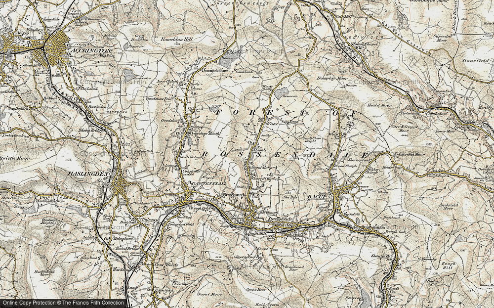 Old Map of Historic Map covering Bank Top in 1903