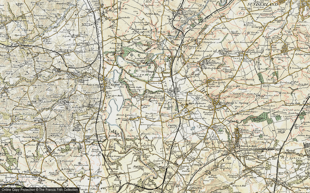 Old Map of Lumley Thicks, 1901-1904 in 1901-1904