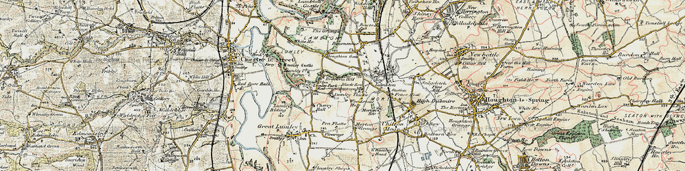 Old map of Lumley Thicks in 1901-1904