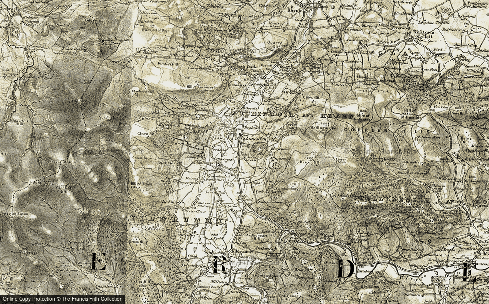 Old Map of Historic Map covering Allantersie in 1908-1910