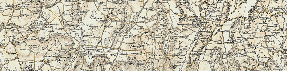 Old map of Luppitt in 1898-1900
