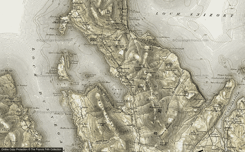 Old Map of Historic Map covering Beinn a' Sgùmain in 1908-1911