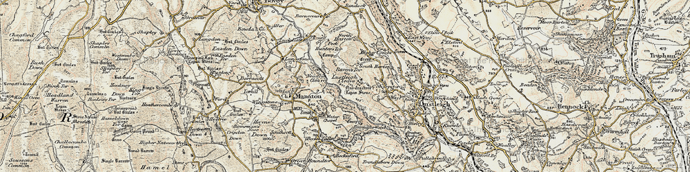 Old map of Lustleigh Cleave in 1899-1900