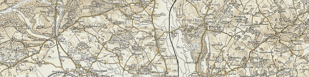 Old map of Luston in 1900-1903
