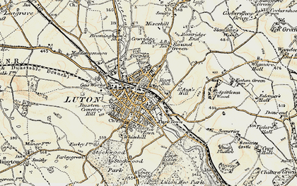 Old map of Luton in 1898-1899