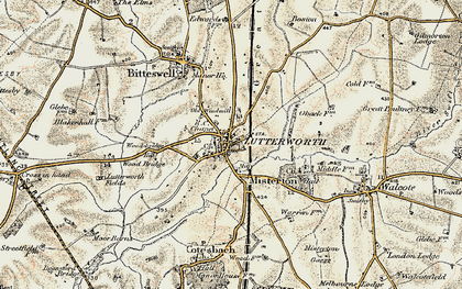 Old map of Lutterworth in 1901-1902