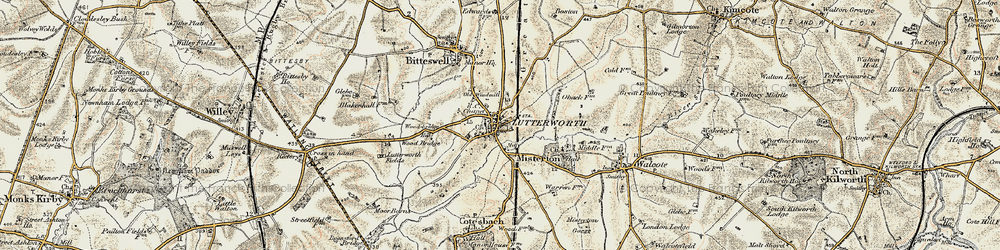 Old map of Lutterworth in 1901-1902