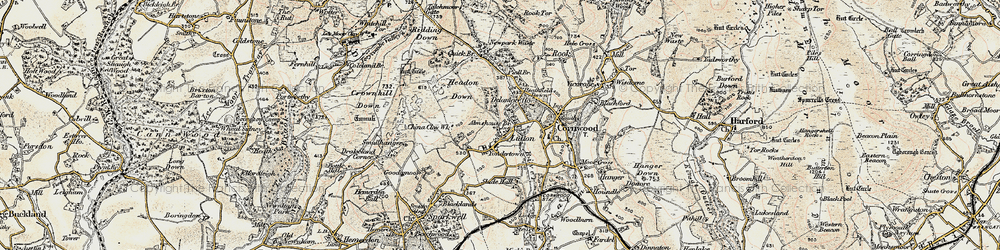 Old map of Lutton in 1899-1900