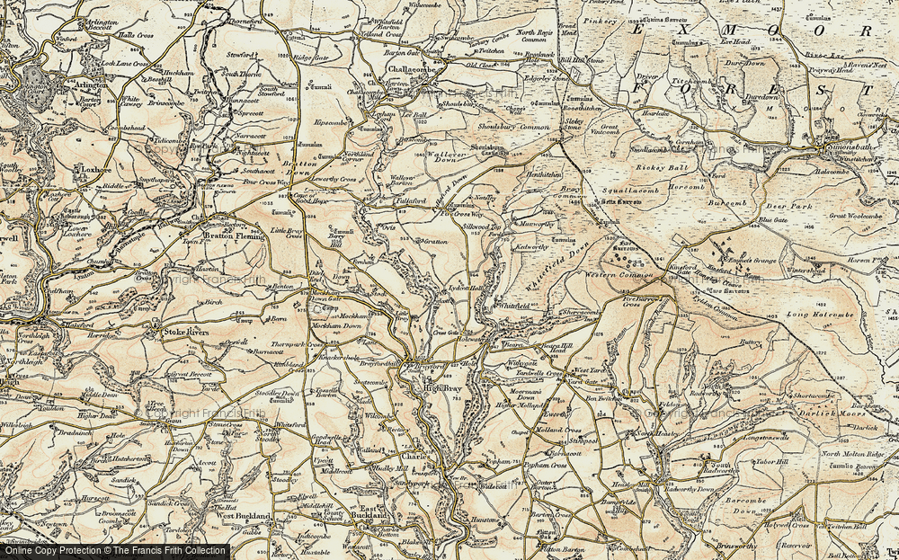 Old Map of Historic Map covering Bray Common in 1900