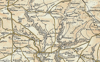 Old map of Lydcott in 1900