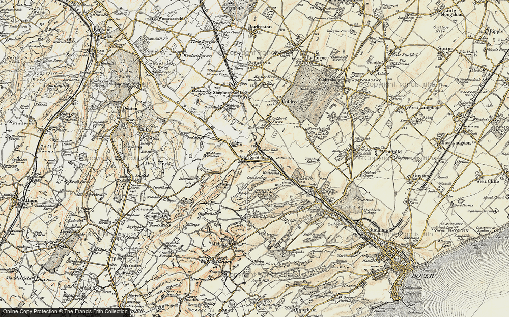 Old Map of Historic Map covering Wickham Bushes in 1898-1899