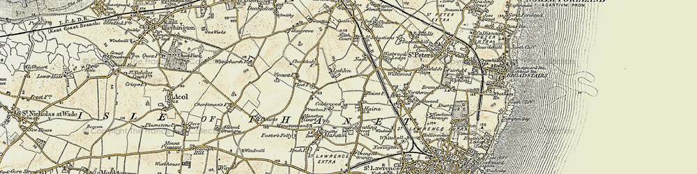 Old map of Lydden in 1898-1899