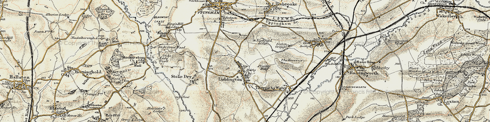 Old map of Lyddington in 1901-1903