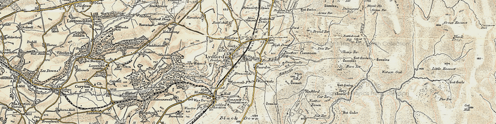 Old map of Willsworthy Range in 1899-1900