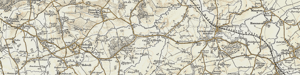 Old map of Lydlinch in 1897-1909