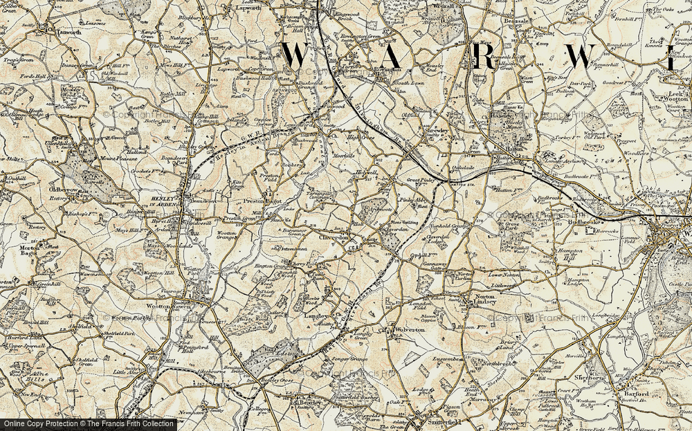 Old Map of Historic Map covering Ardencote Manor Hotel in 1899-1902
