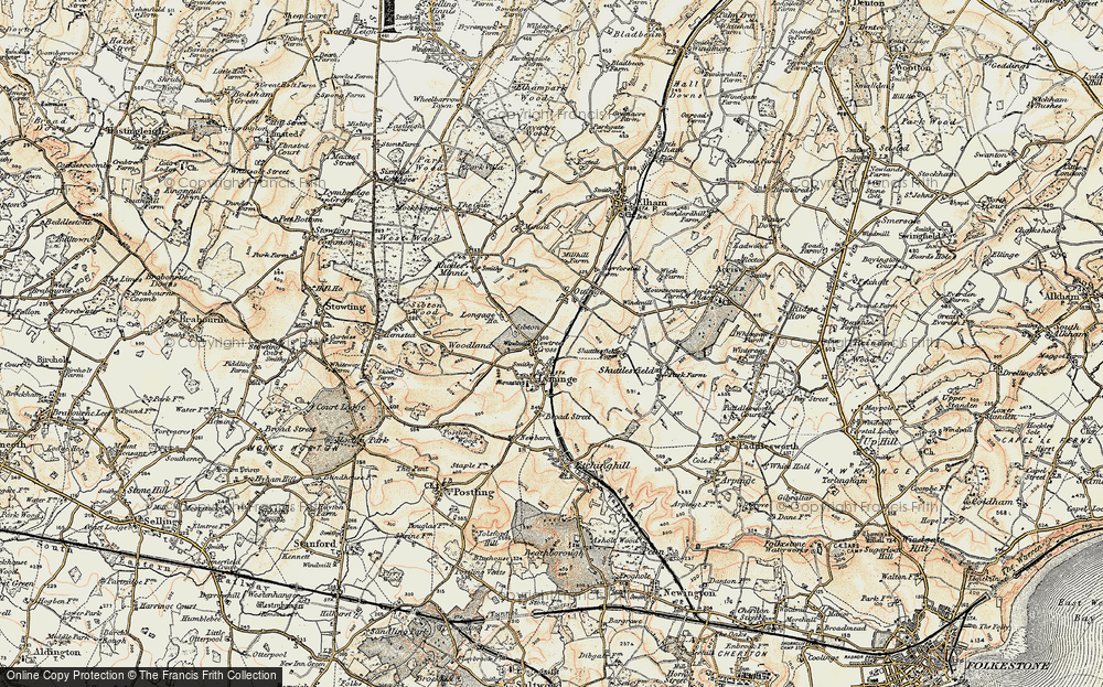 Old Map of Lyminge, 1898-1899 in 1898-1899