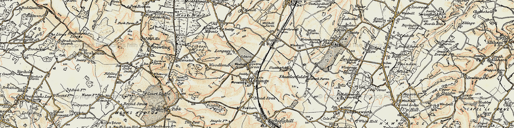 Old map of Lyminge in 1898-1899