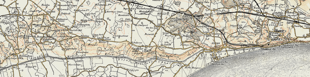 Old map of Lympne in 1898-1899