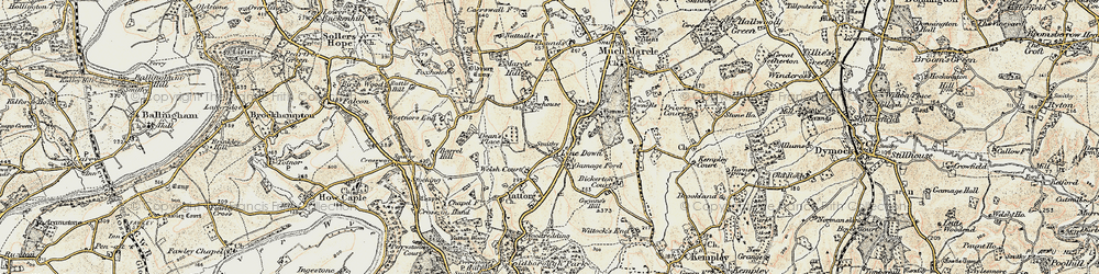 Old map of Lyne Down in 1899-1900